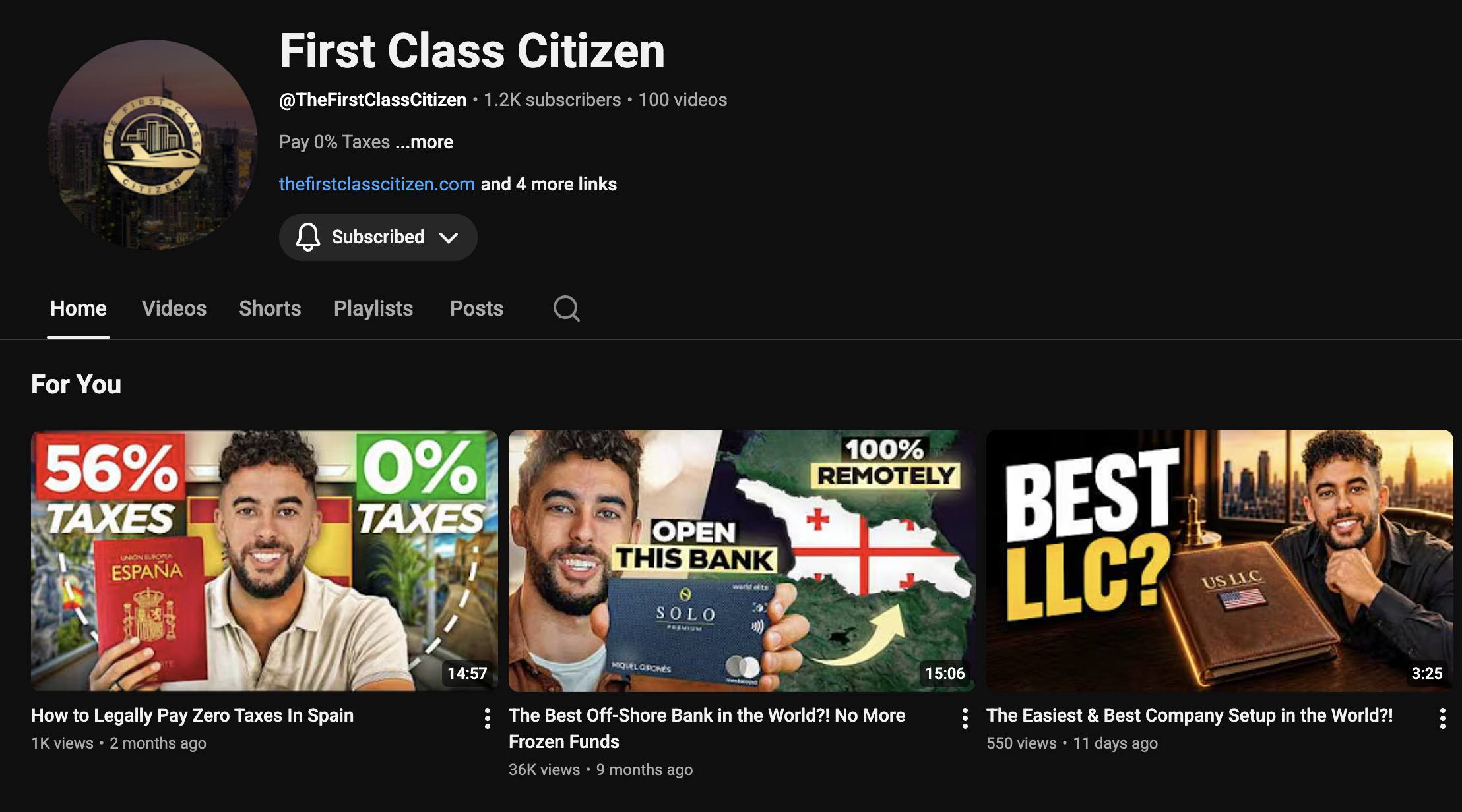 YouTube before: First Class Citizen 1.2K subscribers, 100 videos